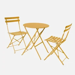 Set tavolo da giardino bistrot pieghevole in acciaio con 2 sedie, Ø60cm