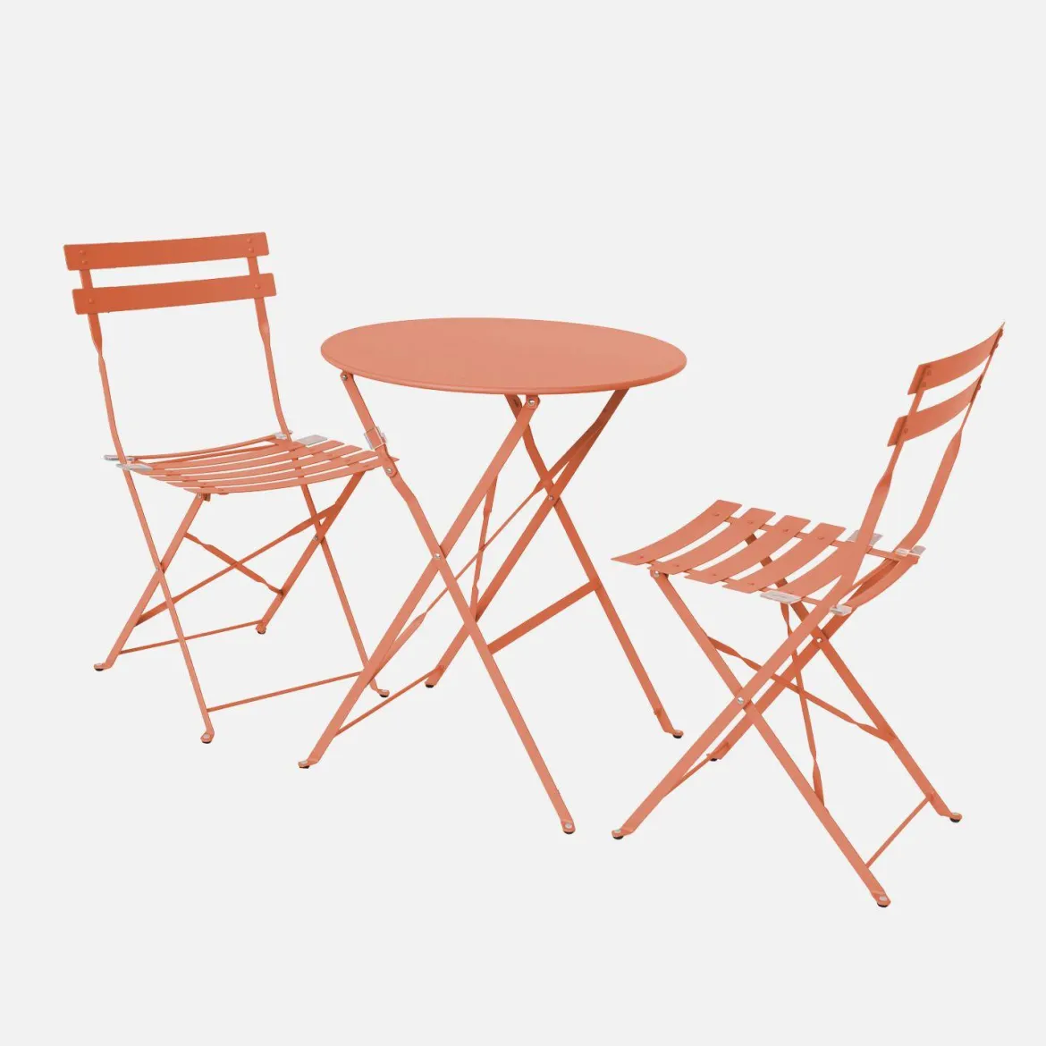 Set tavolo da giardino bistrot pieghevole in acciaio con 2 sedie, Ø60cm