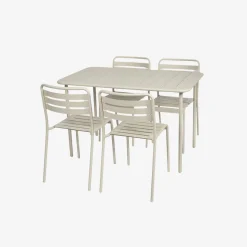 Set tavolo da giardino bistrot in metallo con 4 sedie, 120cm