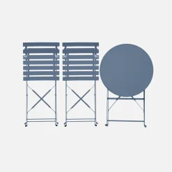 Set tavolo da giardino bistrot pieghevole in acciaio con 2 sedie, Ø60cm