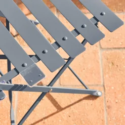Set tavolo da giardino bistrot pieghevole in acciaio con 2 sedie, Ø60cm