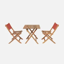 Set tavolo da giardino bistrot per bambini in legno di acacia con 2 sedie