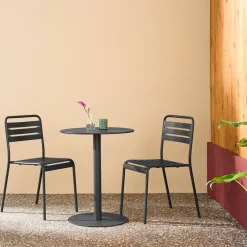 Set tavolo da giardino bistrot rotondo in acciaio con 2 sedie
