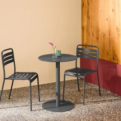 Set tavolo da giardino bistrot rotondo in acciaio con 2 sedie