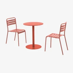 Set tavolo da giardino bistrot rotondo in acciaio con 2 sedie