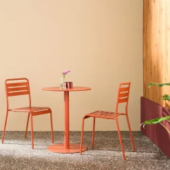 Set tavolo da giardino bistrot rotondo in acciaio con 2 sedie