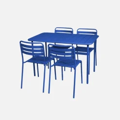 Set tavolo da giardino bistrot in metallo con 4 sedie, 120cm
