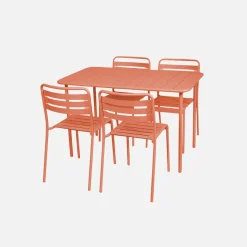 Set tavolo da giardino bistrot in metallo con 4 sedie, 120cm