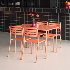 Set tavolo da giardino bistrot in metallo con 4 sedie, 120cm