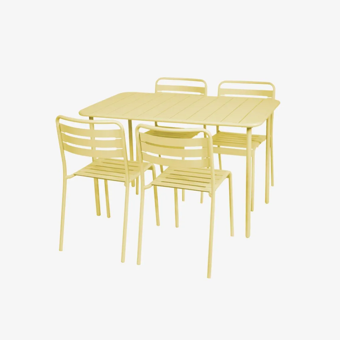 Set tavolo da giardino bistrot in metallo con 4 sedie, 120cm