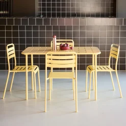 Set tavolo da giardino bistrot in metallo con 4 sedie, 120cm