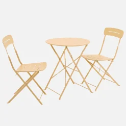 Set tavolo da giardino bistrot pieghevole rotondo in acciaio con 2 sedie