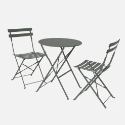 Set tavolo da giardino bistrot pieghevole in acciaio con 2 sedie, Ø60cm