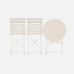 Set tavolo da giardino bistrot pieghevole in acciaio con 2 sedie, Ø60cm