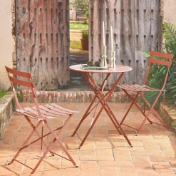 Set tavolo da giardino bistrot pieghevole in acciaio con 2 sedie, Ø60cm
