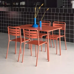 Set tavolo da giardino bistrot in metallo con 4 sedie, 120cm