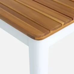 Set tavolo da giardino con angoli arrotondati in legno di acacia con 10 sedie