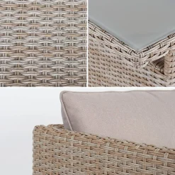 Set tavolo da giardino con pouf a incasso con 6 posti