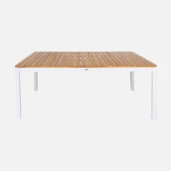 Set tavolo da giardino con angoli arrotondati in legno di acacia con 8 sedie
