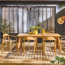 Set tavolo da giardino estensibile in legno di acacia con 6 sedie