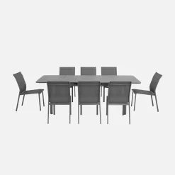 Set tavolo da giardino estensibile in alluminio con 8 sedie