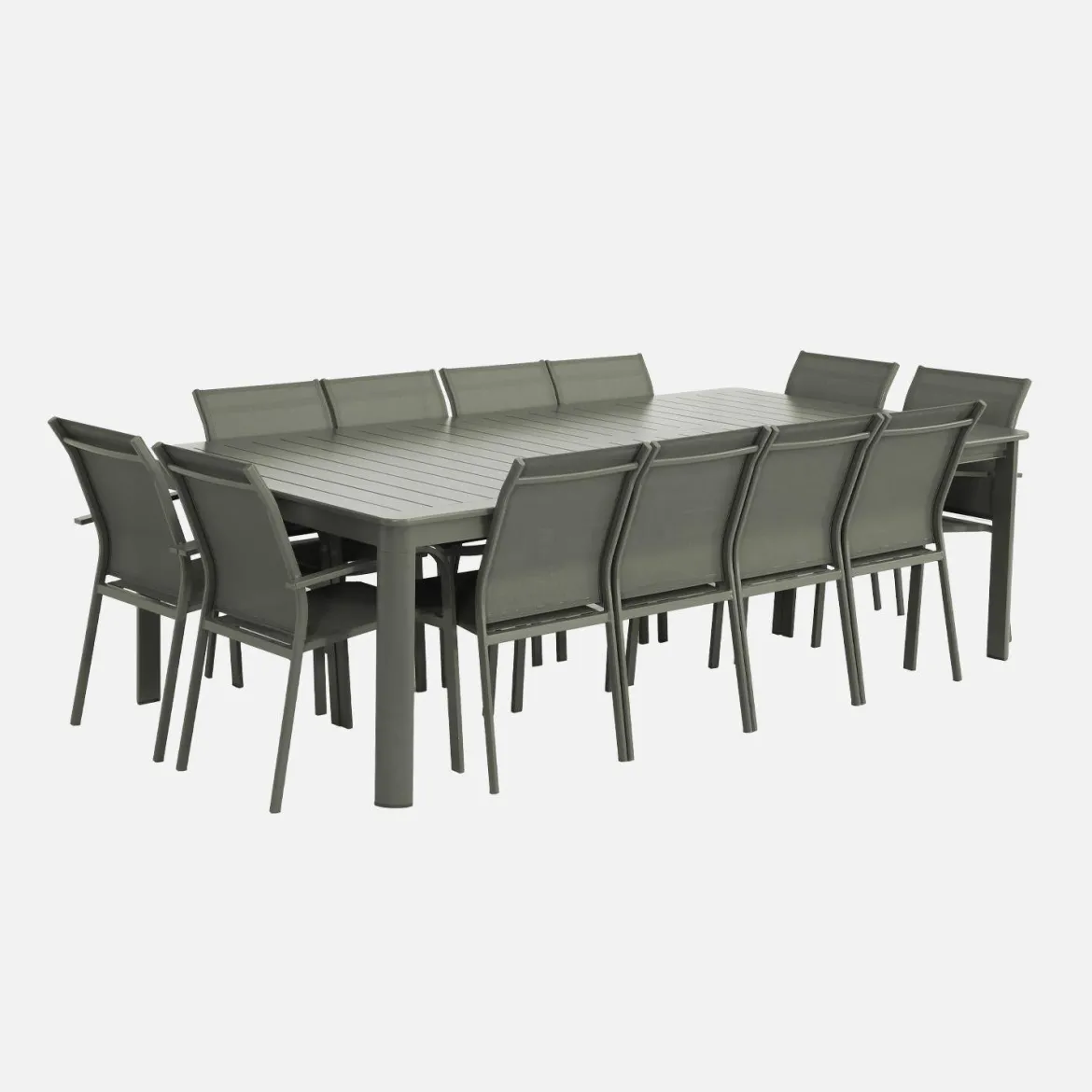 Set tavolo da giardino estensibile in alluminio con 12 sedie