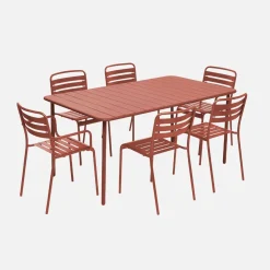 Set tavolo da giardino in acciaio con 2 poltrone e 4 sedie