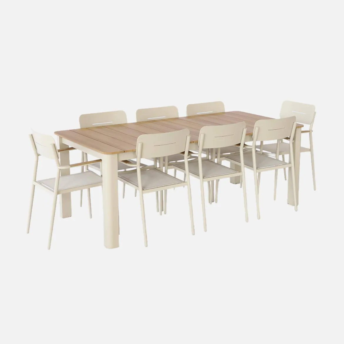Set tavolo da giardino in alluminio con 8 sedie