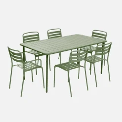 Set tavolo da giardino in acciaio con 2 poltrone e 4 sedie