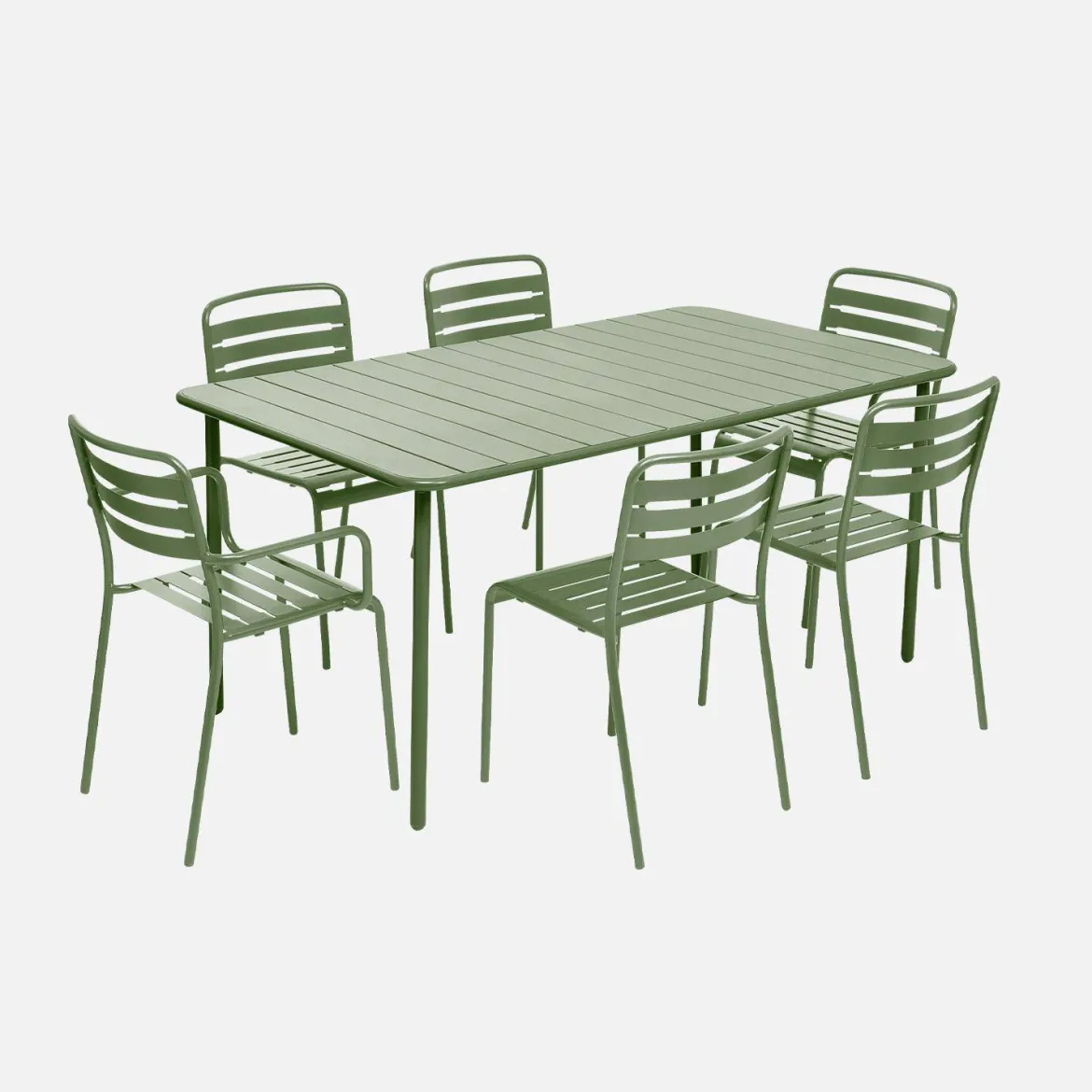 Set tavolo da giardino in acciaio con 2 poltrone e 4 sedie