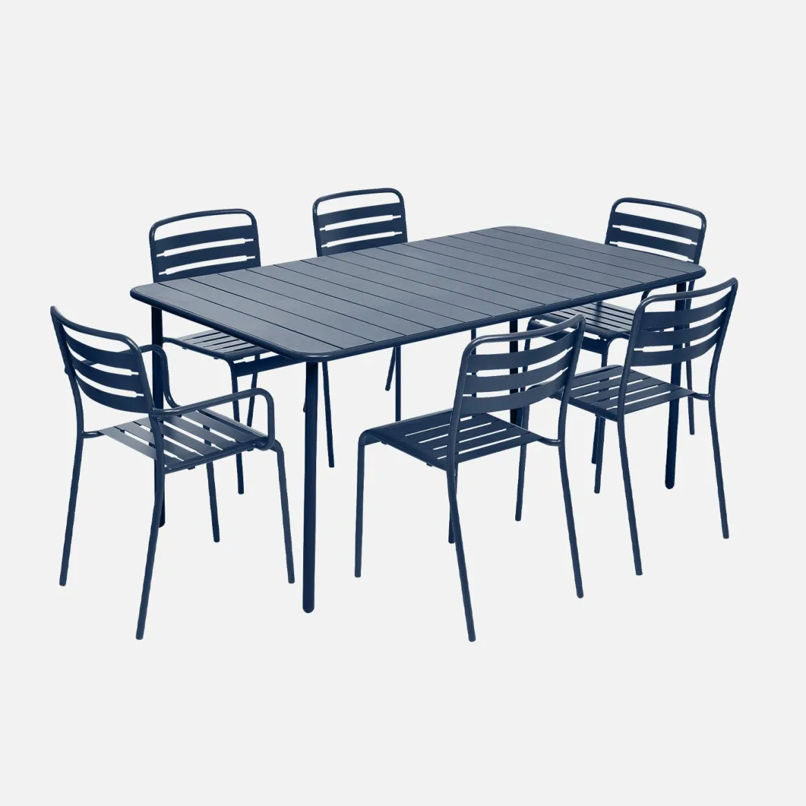 Set tavolo da giardino in acciaio con 2 poltrone e 4 sedie