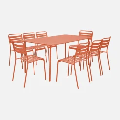 Set tavolo da giardino in acciaio con 8 sedie, 160cm