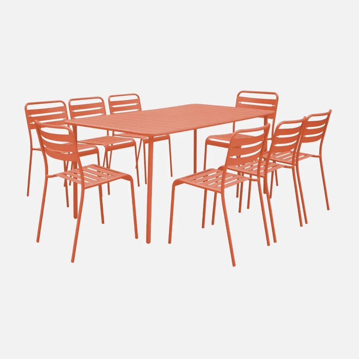 Set tavolo da giardino in acciaio con 8 sedie, 160cm