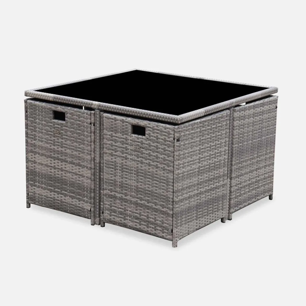Set tavolo da giardino in resina con 8 poltrone + copertura di protezione