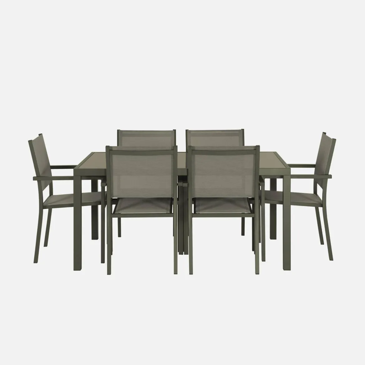 Set tavolo da giardino in alluminio e textilene con 6 sedie
