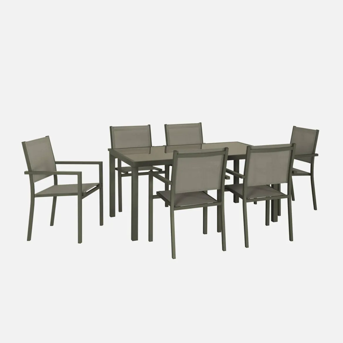 Set tavolo da giardino in alluminio e textilene con 6 sedie