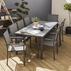 Set tavolo da giardino in alluminio con 8 sedie