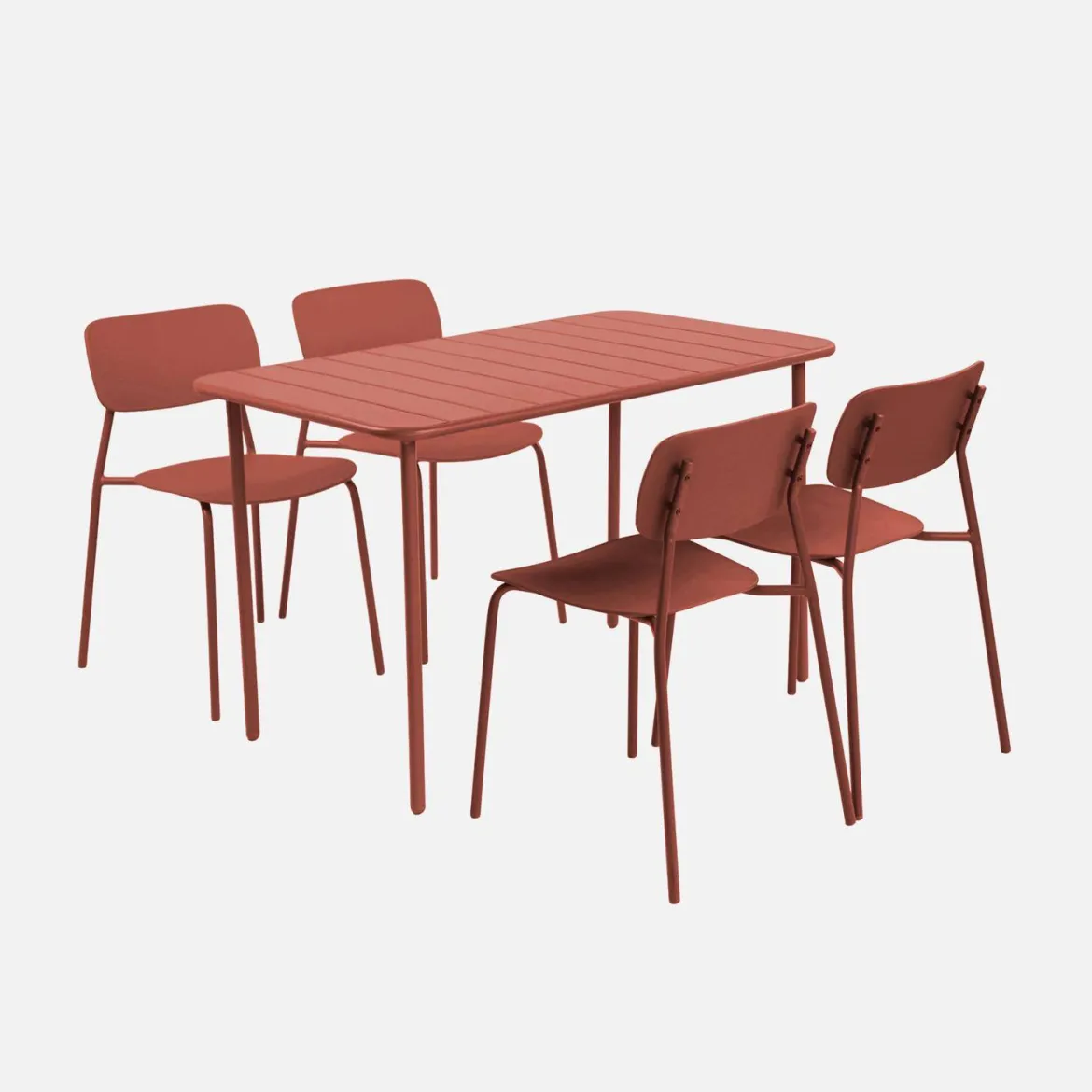 Set tavolo da giardino in metallo con 4 sedie
