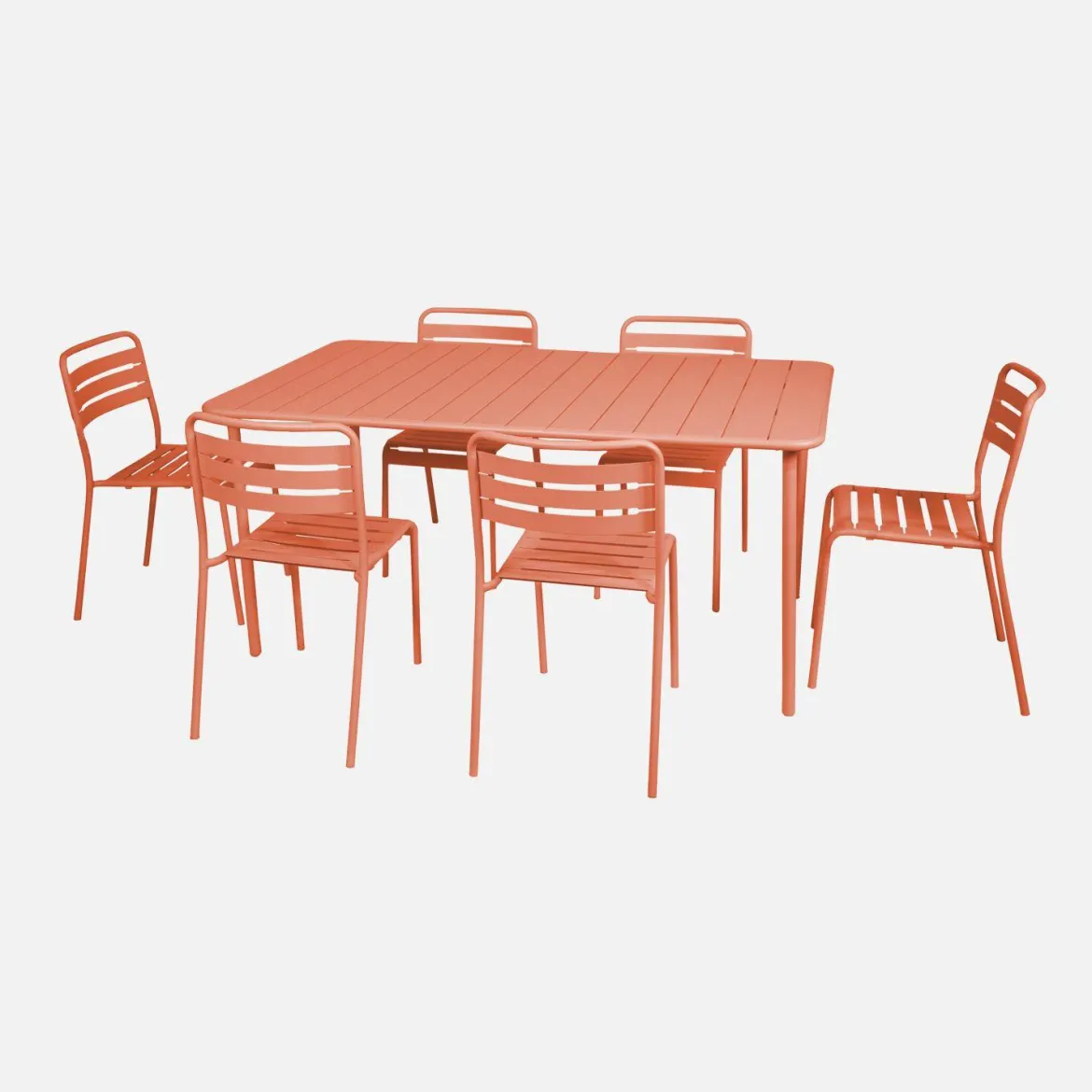 Set tavolo da giardino in acciaio con 6 sedie, 160cm