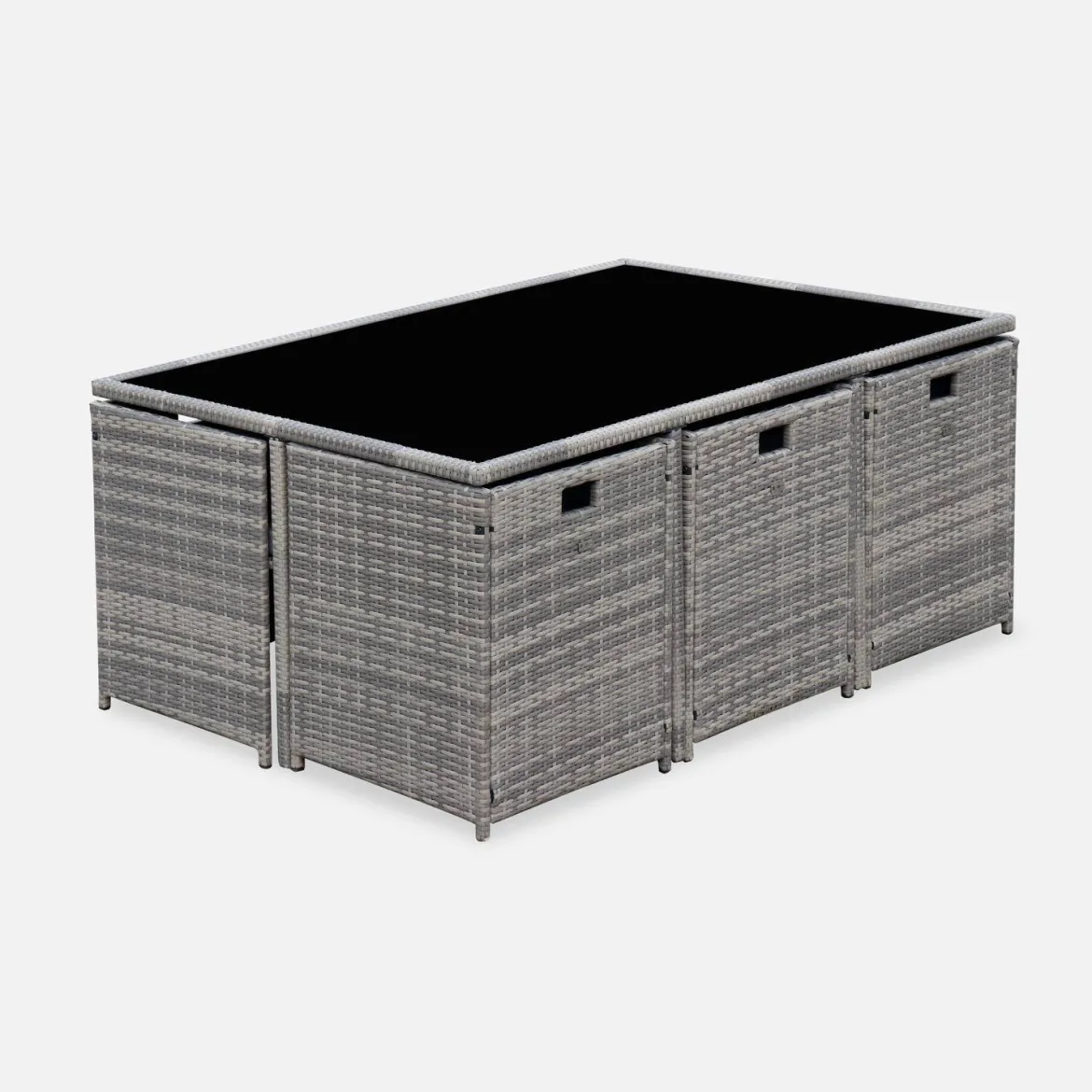 Set tavolo da giardino in resina intrecciata con 6-10 posti