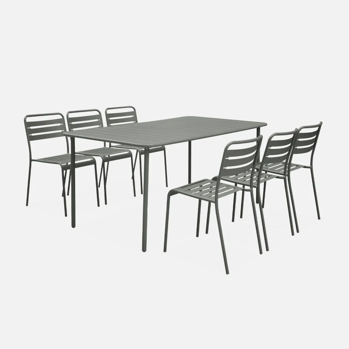 Set tavolo da giardino in acciaio con 6 sedie, 160cm