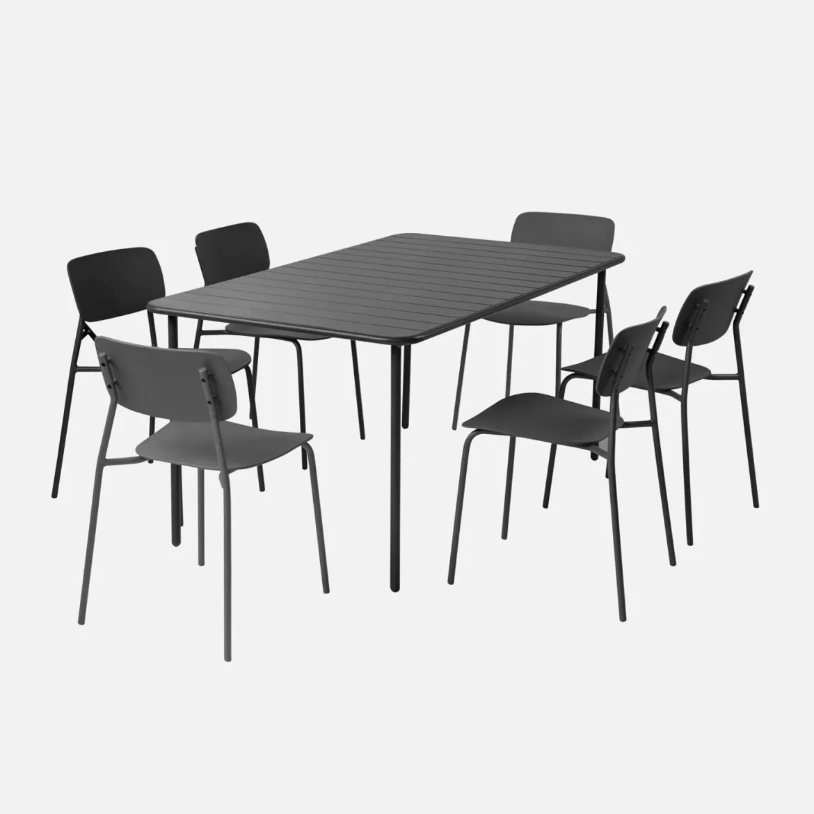 Set tavolo da giardino in metallo con 6 sedie