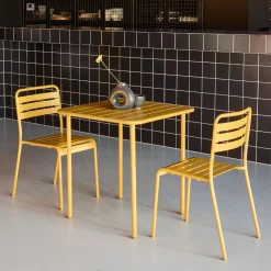Set tavolo da giardino in acciaio con 2 sedie, 70cm