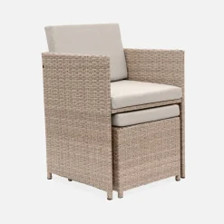Set tavolo da giardino in resina intrecciata con 6-10 posti