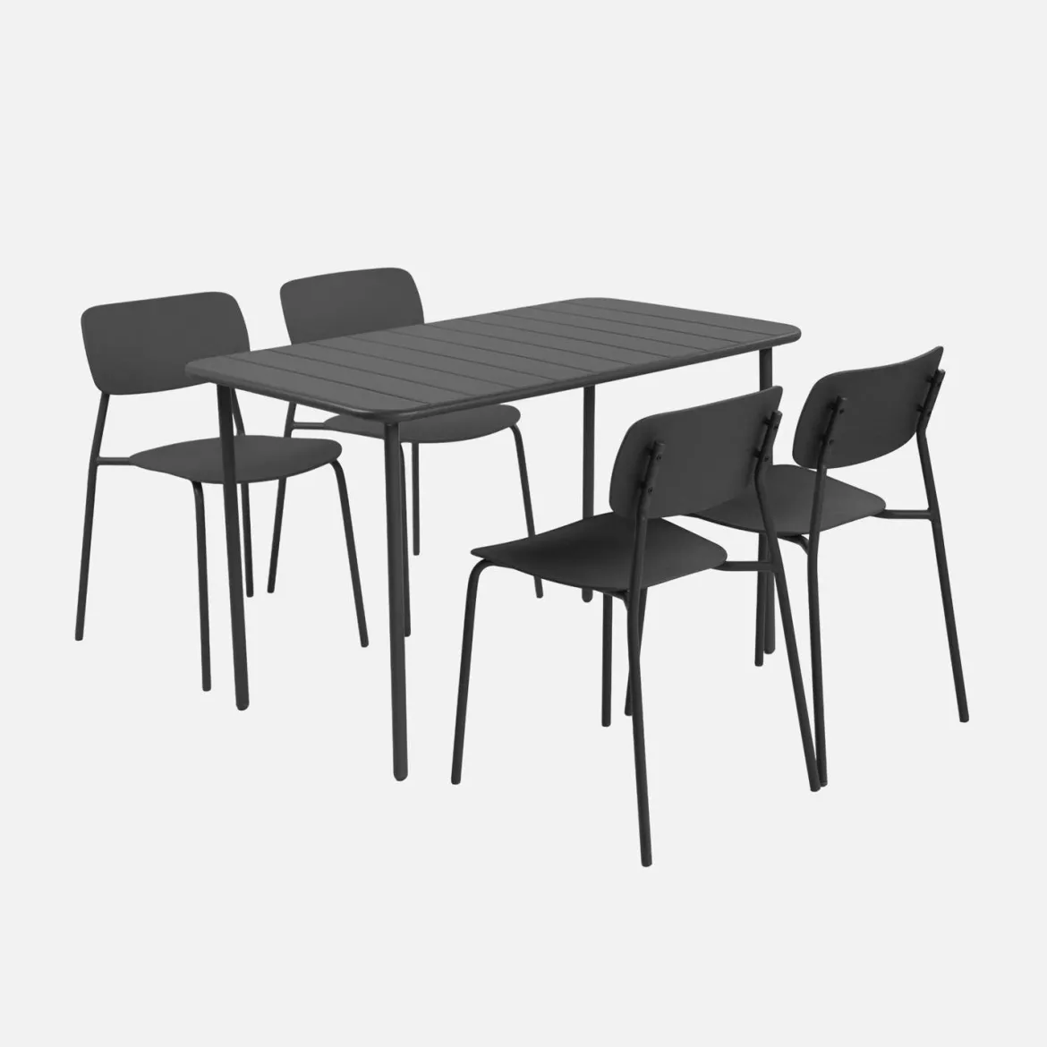 Set tavolo da giardino in metallo con 4 sedie