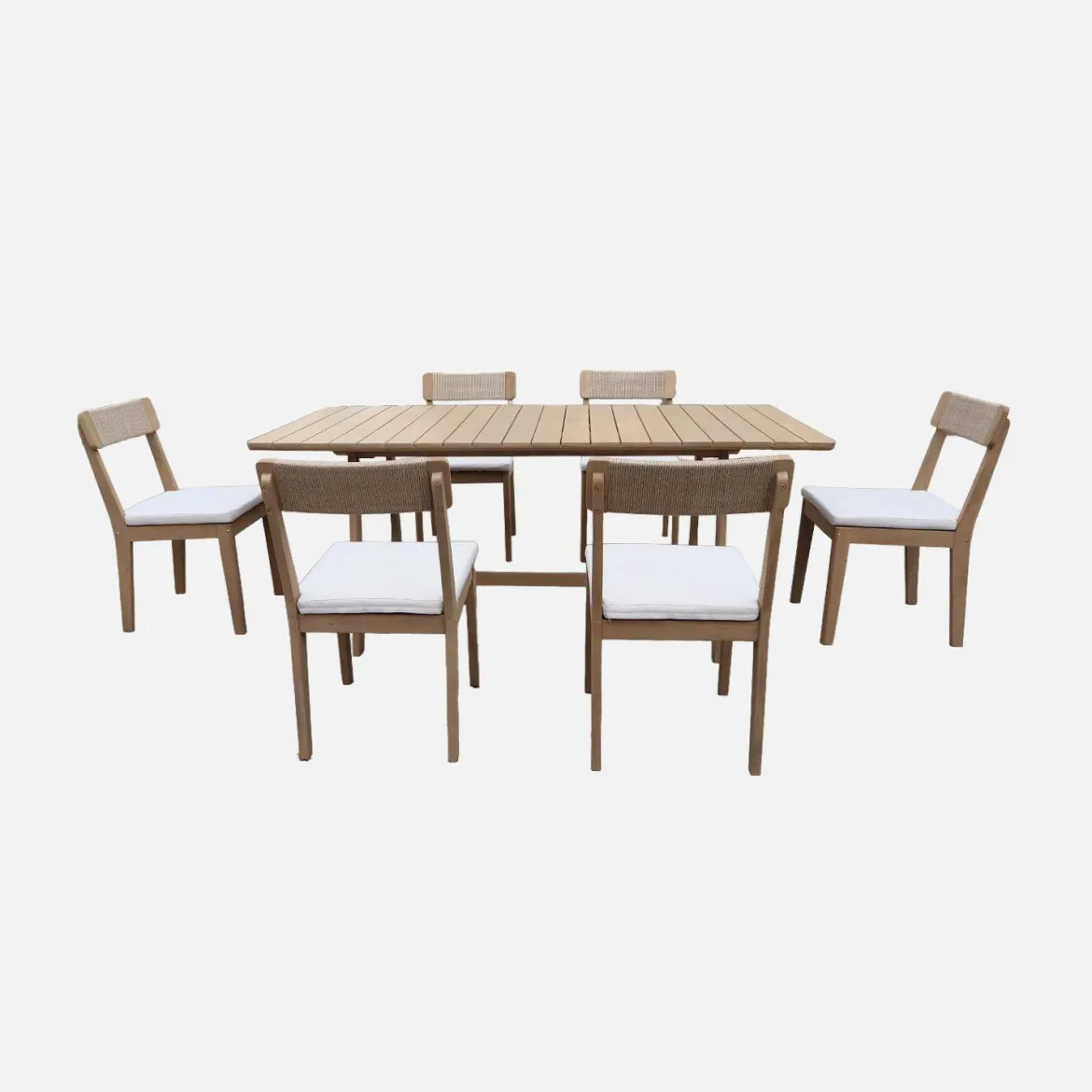 Set tavolo da giardino in legno di acacia con 6 sedie