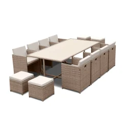 Set tavolo da giardino in resina intrecciata con 8-12 poltrone
