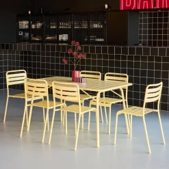 Set tavolo da giardino in acciaio con 6 sedie, 140cm