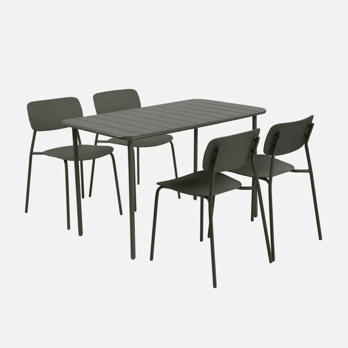 Set tavolo da giardino in metallo con 4 sedie