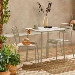 Set tavolo da giardino in acciaio con 2 sedie, 70cm